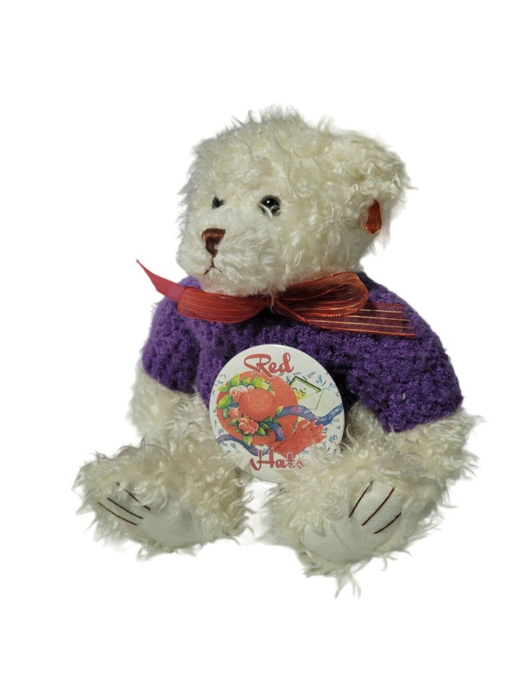 First Main Scraggles Teddy Bear Plush Red Hats Purple Sweater Stuffed Animal Toy